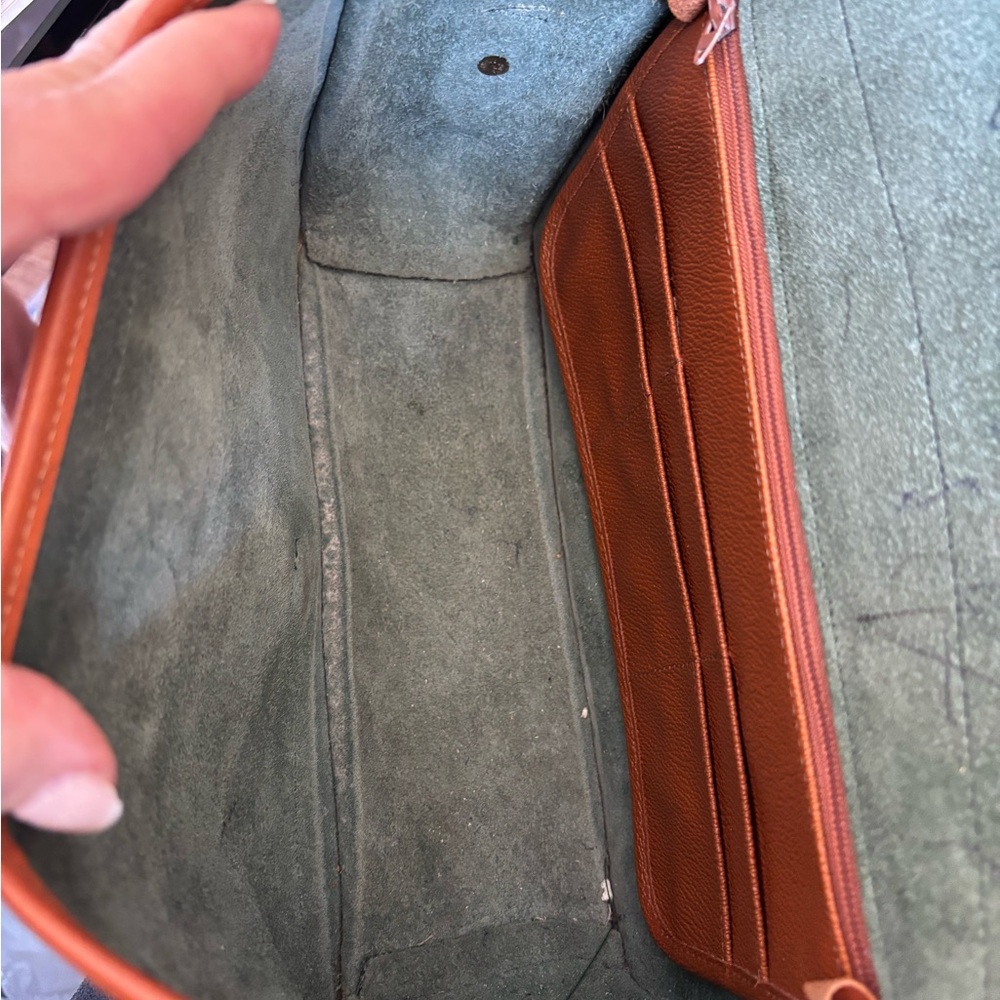 Dooney & Bourke VINTAGE AWL Surrey Green & Tan Leather Crossbody MADE IN USA EUC - Picture 10 of 16